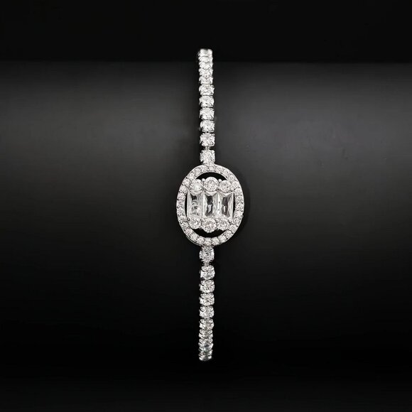 Solid 925 Silver Womens 2ct Oval Diamond Tennis Bracelet Jewelry 7" Jewelry New - Picture 6 of 6